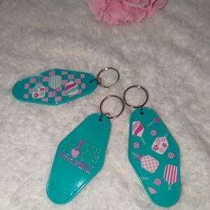 Teal Pickleball Keychains Set